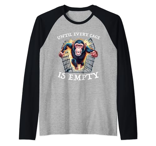 Image of Until Every Cage Is Empty Animal Rights Animal Liberation Raglan Baseball Tee