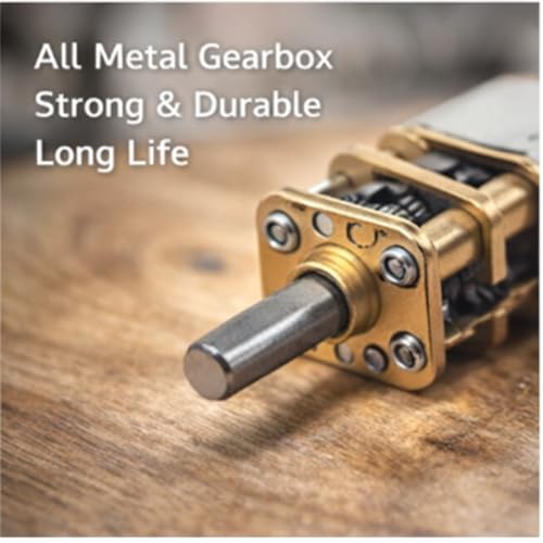 Image of N20 Micro Metal Gear Motor DC 3.7V-6V, 30:1 Gearbox, 100 RPM High Torque Mini Motor for RC Car, Smart Robot, DIY Robotics & Automation Projects (Pack of 2)