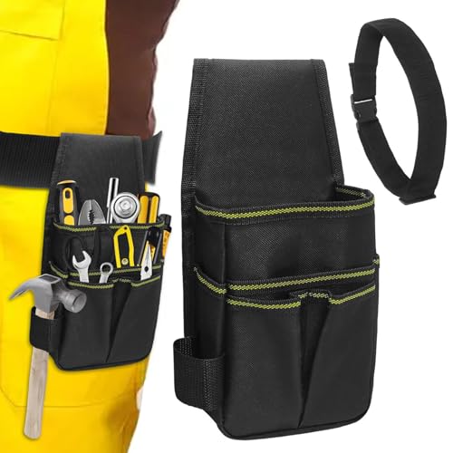 Cinturón de herramientas resistente, organizador de electricistas, bolsa de cintura, 11 x 5.5 x 2.4 pulgadas, soporte portátil para herramientas con múltiples bolsillos para jardinería, bolsas de