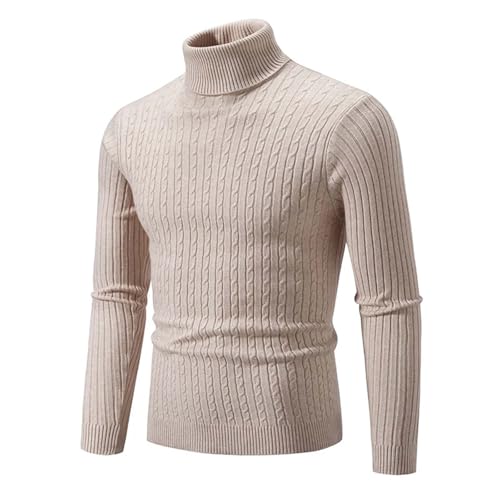 New Men's High Neck Sweater Solid Color Pullover Knitted Warm Casual Turtleneck Sweatwear Woolen Mens Winter Outdoor Tops3