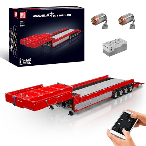 Mould King 19015T Técnica Remolque para Camión Modelo Bloques de Construcción, 3399 Piezas Tractor Neumático Tecnología Móvil Locomotora de Remolque Neumática, Tecnología Serie de Ingeniería