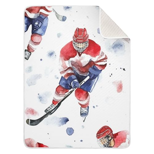 Image of Hockey Player Stick Baby Blankets Soft Warm Crib Stroller Blanket for Toddler Newborn Girls Boys 30x40in