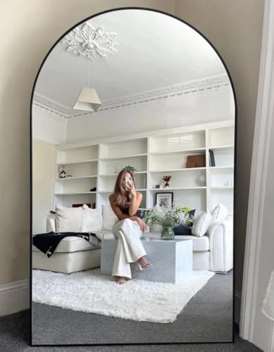 Image of Arch Shape wall Mount Decorative Mirror, Frameless Mirror, Bedroom Living Room Bathroom beshin Wall Mirror Comes with havy Duty Hook