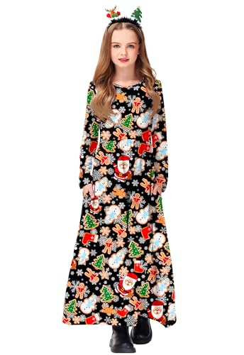 Image of Deerose Girls Maxi Dress Short Sleeve Casual Long Dresses with Pockets 5-14 Years