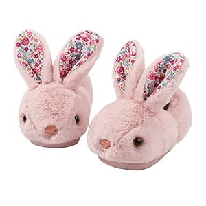 Drecage Girls Toddler Slippers Boys House Shoes For Little Kids Cute with Bunny Design Plush Indoor Slippers Non-Slip