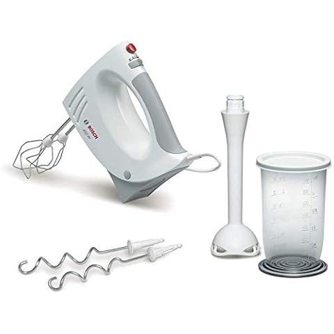 Bosch Handrührer MFQ3540, Handrührgerät, 2 Rührbesen, 2 Edelstahl-Knethaken, spülmaschinengeeignet, 5 Stufen, Pürierstab, Mixbecher, 450 W, weiß Cover