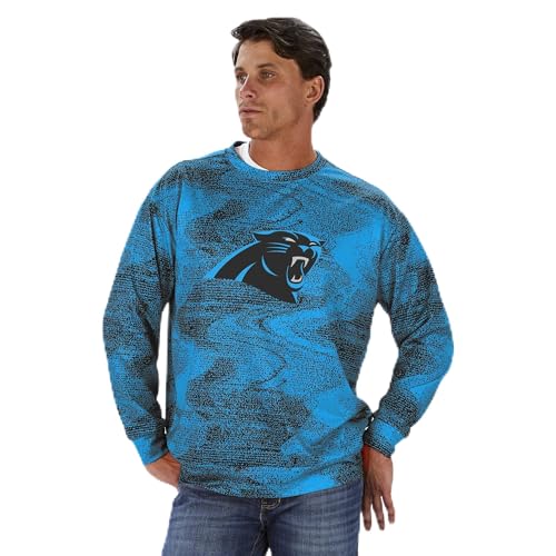 Zubaz NFL Men's Static Crew Neck Sweatshirt, Carolina Panthers Large