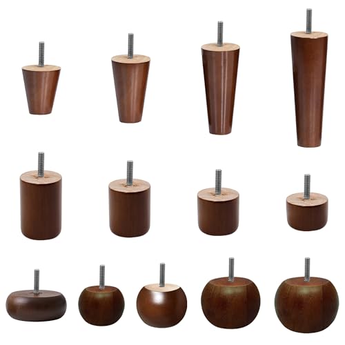 Piedini per Mobili in Legno disponibili in Diverse Misure e Modelli, Gambe per Mobili, Divani, Poltrone, Letti, Tavolini, Piedini Divano in Legno, Rialzo Letto, Poltrona (Cilindro, Altezza 10CM)