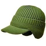 [FREESE] ニット帽 防寒 キャップ イヤーマフ付 ビーニー 極厚 ボア裏起毛 秋冬 フリーサイズ アウトドア スポーツ メンズ (JP, アルファベット, Free Size, グリーン)