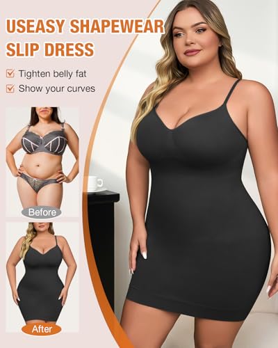 Shapewear Slip Dress for Women Under Dress Seamless Tummy Control Slip Dress Plus Size Smoothing Cami Dress Slips3