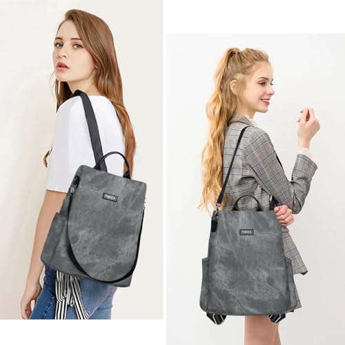 Image of Fmeida PU Leather Backpack Purse for Women Anti Theft Backpack Convertible Fashion Travel Purse Grey