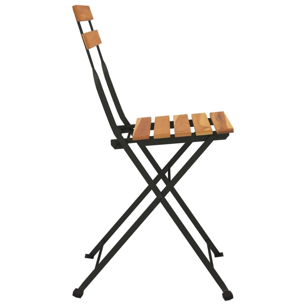 vidaXL Sillas cafetería Plegables 4 uds Acero y Madera Maciza de Teca