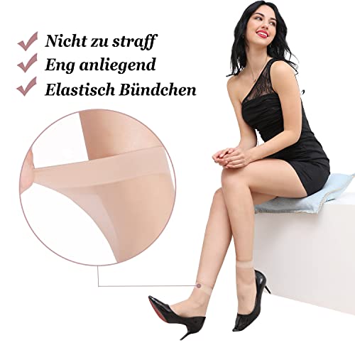 ZIHUA 12 Paar Nylon Socken Damen 39-42, Füßlinge, Schwarz, Hautfarben(Einheitsgröße, Hautfarbe)
