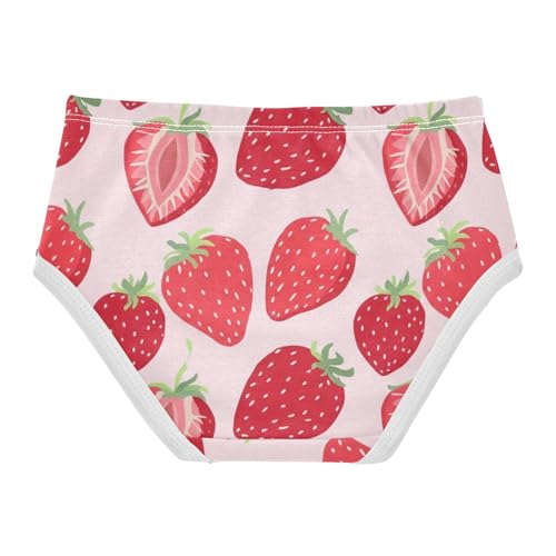 Red Strawberries Light Pink Little Girl Panties Girls Underwear Toddlers Cotton Durable Briefs Girls Undies 2t2