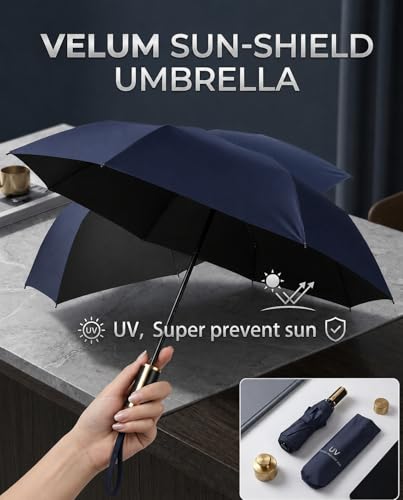 Image of UV Protection Compact Folding Umbrella for Men & Women || Windproof, Waterproof Travel Umbrella with Storage Case || Sun & Rain Protection || Lightweight Portable Umbrella