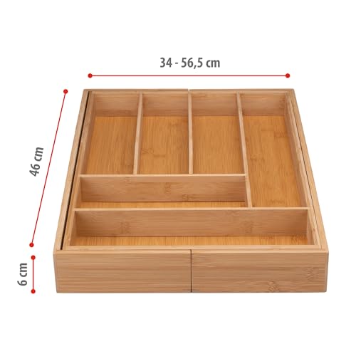 Miniatura 2 de Alpina Organizador Cajones - Cubertos Para Cajon Cocina Extensible 46x34-56,5x6 Cm - Caja Organizadora Para Utensilios Hasta 8 Compartimentos - Para Utensilios De Cocina, Gafas De Sol Y Más - Bambú