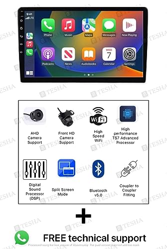 Image of TESHA 9 inch Android Car Stereo /Headunit for car /Capacitive Touch Screen /GPS + Steering Control Module /Full HD Screen (Ts9 4 /32(Wireless Android auto & Carplay))