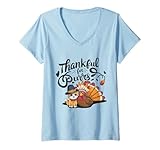 Photo Gallery donna funny thanksgiving day cat thankful for purrs turkey maglietta con collo a v Photo Gallery donna funny thanksgiving day cat thankful for purrs turkey maglietta con collo a v