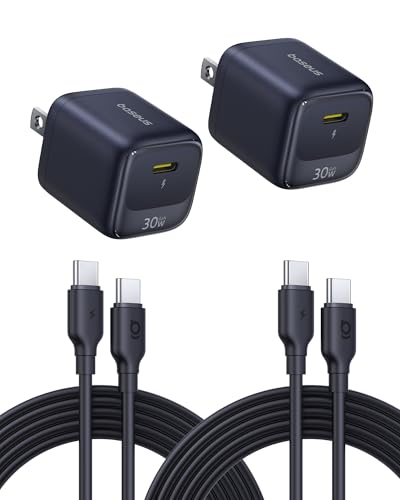 Baseus 30W USB C Charger Block, 2 Pack Fast Charger Type C with USB-C Cable for iPhone 17/16/15 Series, iPad, Galaxy S25 Ultra and More Series