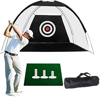 FINGER TEN Golf Putting Net and Mat 2M/3M with 3 Pcs Golf Rubber Tees and Carry Bag Value Set, Golf Chipping Net Practice for Men Women Kids Foldable Portable Training Garden Backyard Outdoor Indoor