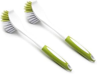Techinal 2 Pcs/Set Yellow-Green Dish Brushes Kitchen Chores Brush Pan Cleaning Appliance Long Handle Brush Soft Brush Dishwashing Brush