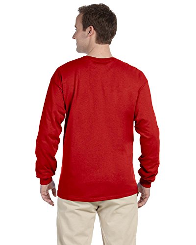 Image of Fruit of the Loom Heavy Cotton HD 100% Cotton Long Sleeve T-Shirt, XL, True Red