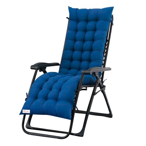 Image of Maatrikaa Long Rocking Chair Cushion | Extra Soft Cotton Chair Pad for Indoor/Outdoor Use 50 x 18 Inches with Ties | Comfortable Seat Pad for Bench, Patio, Garden, Recliner (Blue, Pack of 1)