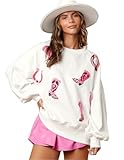 Maleroads Sequin Womens Hoodies Loose Oversized Pullover Sweatshirt Long Sleeve Jumper Tunic Blouse White