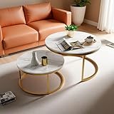 Praticité au quotidien: Que ce soit pour une table basse de salon ronde ou une table d'appoint pour un coin de lecture, cet ensemble est parfait pour toutes vos configurations. Avec des dimensions idéales pour un usage quotidien (Grande : 80 x 45 cm, Petite : 60 x 33 cm), vous pouvez y poser des objets essentiels tels que des boissons, des téléphones ou des lampes pour un accès facile.