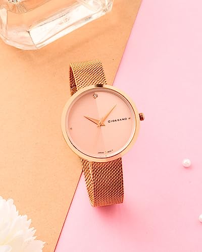 Image of Giordano Eleganza Collection Analog Wrist Watch for Women with Color Variant, Stylish Wired Metal Mesh Band| Ladies | Girls to Compliment Your Look | Ideal Gift for Female - GD-4062