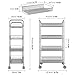 Homfa 4-Tier Mesh Wire Rolling Cart Multifunction Utility Cart Kitchen Storage Cart on Wheels, Steel Wire Basket Shelving Trolley,Easy Moving,Silver