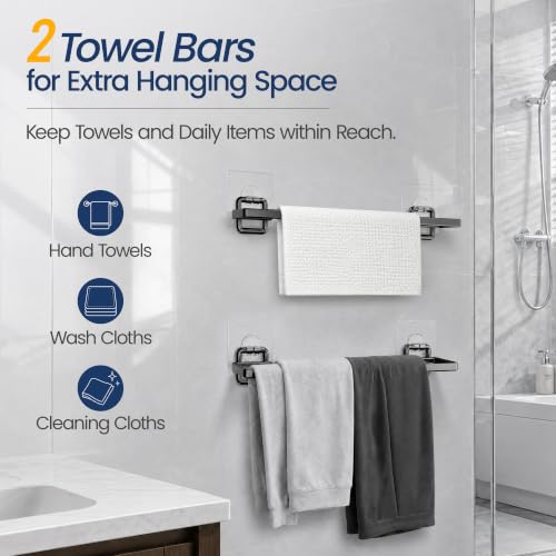 8 Pack Shower Caddy with 2 Towel Bars, Shower Storage Bathroom Organizer - image 4