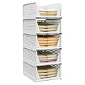 Pinkpum 5 Pack Stackable Plastic Storage Basket Foldable Closet Organizers and Storage Bins, Drawer Shelf Storage Container for Wardrobe Cupboard Kitchen Bathroom Office 5L