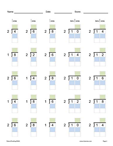 Channie’s One Page A Day Single Digit Level 1 Beginner Visual Division Workbooks For Easy Teaching & Learning Grade 3-5 Size 8.5” X 11” Summer School, Summer Bridge #TOP2