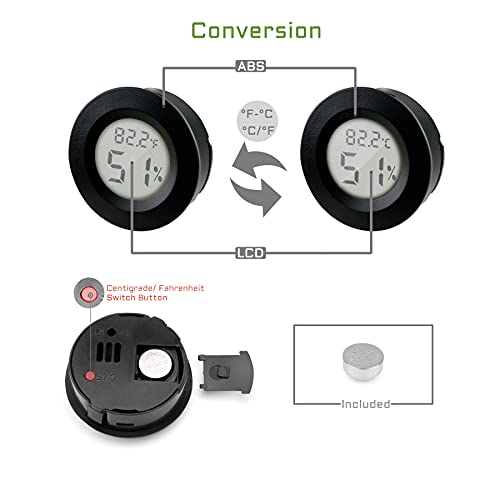 3-Pack Mini Hygrometer Thermometer Meter Digital LCD Monitor Indoor Room Round Humidity Temperature Gauge for Humidors Home Greenhouse Babyroom Reptile Incubator， Monitor (Black) - Thumbnail 3