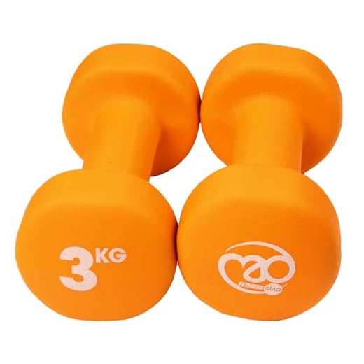 Fitness Mad Neo - Set de 2 Mancuernas / pesas de 3kg/u, color naranaja