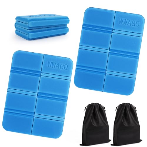 LOBVABA 2 Piezas Plegable Almohadilla Cojines Asiento, Esterilla Plegable Portátil, Esterilla Camping, Impermeable Almohadilla con Bolsa de Almacenamiento, para Acampar Picnic Parque Caminatas (Azul)