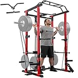 ER KANG Power Cage, Power Rack with LAT Pulldown Pulley System, Multi-Function Weight Cage for Home...