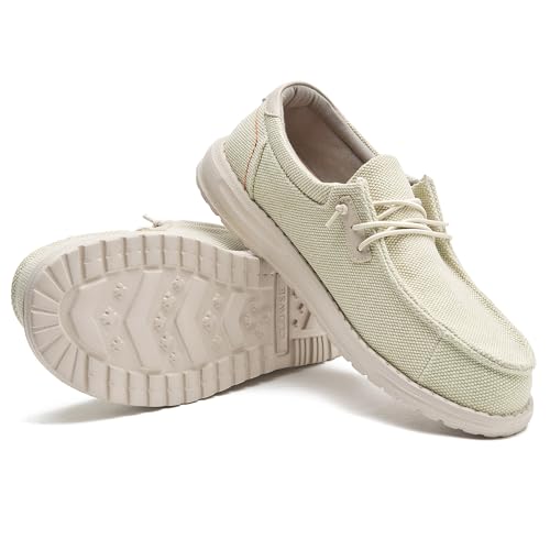 Image of Men's Canvas Loafers, Slip On Casual Shoes | Hands Free, Lightweight, Comfortable, Breathable Upper, Walking Shoes, Stretch, Travel, Vacation, Everyday Wear