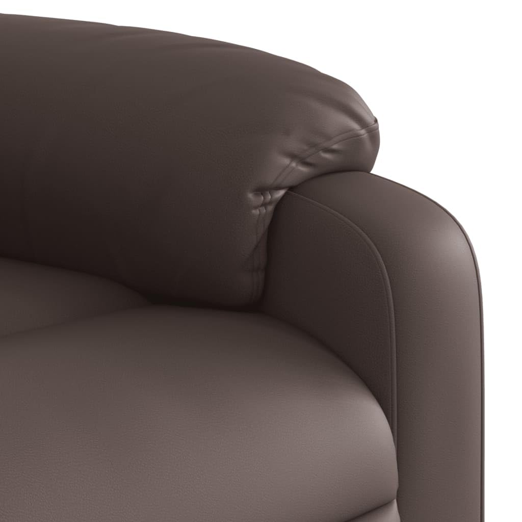 Sillón de relax manual de piel sintética marrón con reposabrazos, cómodo sillón de descanso con bolsillo lateral, respaldo ajustable hasta 135°, piel sintética de fácil cuidado, estable