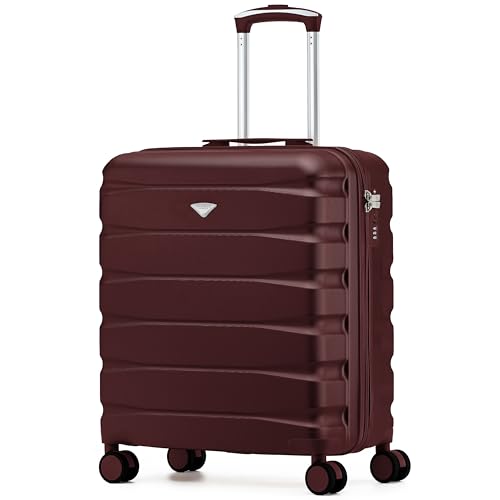 Flight Knight Lightweight Travel Suitcase 56x45x25cm | Hard Shell Carry On Luggage with Aluminum Telescopic Handle, 8 Wheel & TSA Lock | Approved for British Airways, Jet2 & EasyJet Overhead Bag