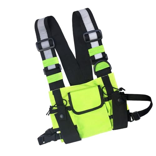 Paquete de Pecho para Correr, Paquete de Pecho para Hombres | de Pecho de Gran Capacidad, Reflectante de Almacenamiento del teléfono, Bolsas funcionales del Chaleco para el Bolso, Verde