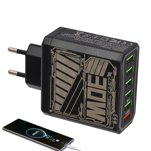 Enchufes De Pared - Bloque de Carga Rápida | Extensor de Enchufe USB QC 3.0 Carga Rápida 6 Puertos Protección contra Sobrecargas para Teléfono Tableta Viaje