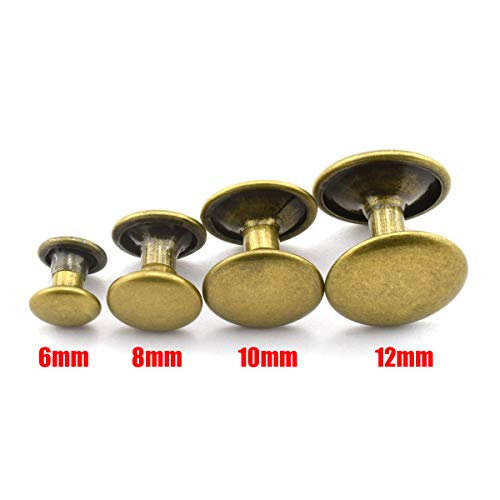 Ruiling 120Pcs 12X12Mm Bronze Double Cap Rapid Rivets Round Head Decorative Rivets Diy Leather Craft Studs 1/2 Inch #TOP4