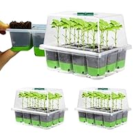 JIUJITSAW 36 Zellen Anzuchtset Mini Gewächshaus, 3 Stück Anzuchtkasten Zimmergewächshaus mit Silikon-Zellen, Belüftungshaube für Pflanzenanzucht (Grün)