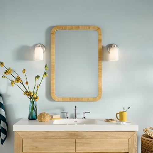 Image of Kichler Erma 2-Light Bathroom Vanity Light, Olde Bronze | Satin etched glass vanity light for bathroom mirrors (13.5 inch x 8.5 inch x 6 inch), 55125OZ