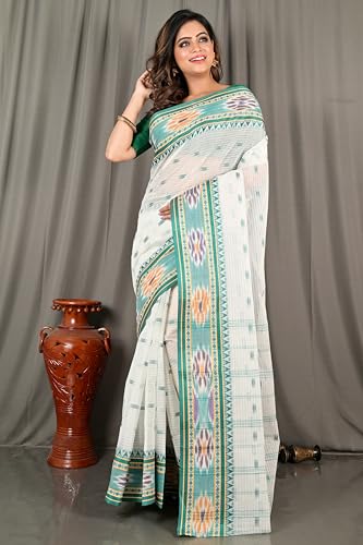 Image of eC ESHA'S COLLECTION Women's Traditional Pure Cotton Katki Tant Saree Without Blouse Piece