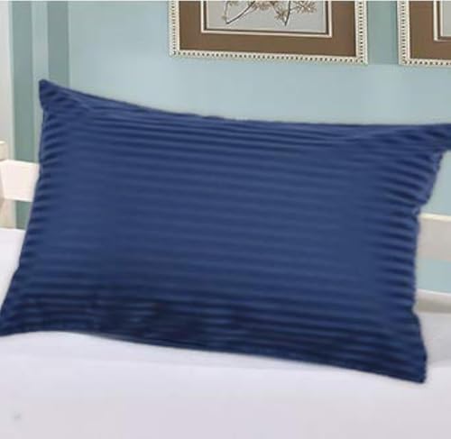 Image of Travel Pillowcase 14x20 500 Thread Count Egyptian Cotton Set of 2 Toddler Pillowcase Zipper Closer 100% Egyptian Cotton (Toddler Travel 14x20 Zipper, Navy Blue Stripe)