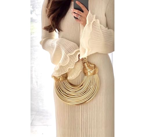 Maxi Dress with Ruffles Crochet Cream Tie Back Knot Bodycon Long Sleeve Sweater Dress4