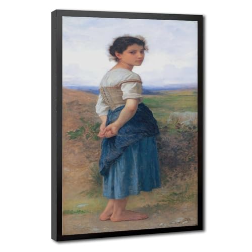 Impression sur toile Jeune Bergère Bouguereau décoration murale haut de gamme avec cadre robuste